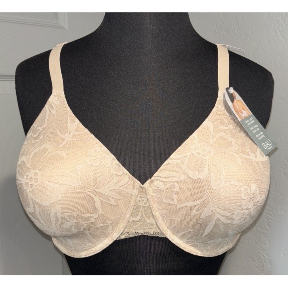 Bali Breathable TShirt Underwire Bra Full Coverage 38D Nude Lightly Padded Lined